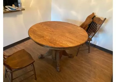 Dining table and two chairs